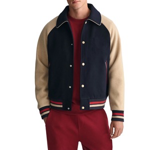 Professional OEM Custom Letterman Varsity <b>Jacket</b> Baseball <b>Jacket</b> with Embroidery and <b>Leather</b> Sleeves - Product Image 1