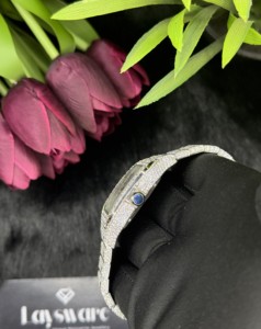 นาฬิกาข้อมือฮิปฮอปทรงสี่เหลี่ยมสำหรับผู้ชาย สแตนเลสสตีล ประดับเพชรโมอิสซาไนต์ VVS ดีไซน์พิเศษ หน้าปัดอะนาล็อก แฟชั่นทันสมัย ระบบควอตซ์ กันน้ำ 3BAR - Product Image 4