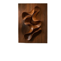 Sculpture murale en bois artisanale pour le salon, décoration murale de luxe, décoration murale abstraite en bois massif