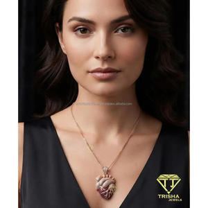 Colgante de Corazón de Lujo con Diamante Moissanita, Plata de Ley 925, Oro Rosa, Joyería Hip Hop Iced Out - Product Image 2