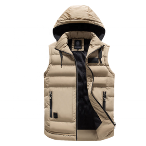 Veste en coton sans manches décontractée pour hommes, mode de rue haute, avec capuche amovible, fourniture en gros OEM d'hiver - Product Image 4