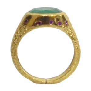 Gemvanity SR1475 Gold Plated Christian Luxury Classic Channel Setting Brilliant Cut <b>Emerald</b> Ruby Gemstone <b>Rings</b> - Product Image 2