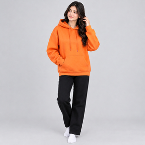 Sweat-shirt à capuche pour femme avec passe-pouce, manches longues, coupe classique, en polaire légère, style décontracté et sportif - Product Image 5