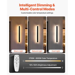 Set di 2 Applique da Esterno Moderne da 60 cm, 2700K/6000K, Impermeabili IP65, 220V - Product Image 6