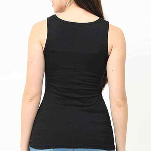 Women's Black Spandex/Cotton Knitted Scoop <b>Neck</b> Tank Top Casual Solid Color Sleeveless Breathable Fixed <b>Pad</b> Regular Length - Product Image 5