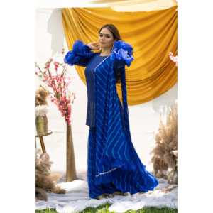 Traje de chifón Fusion con mangas abullonadas y efecto tie-dye para mujer, talla XS, color azul campana - Product Image 3