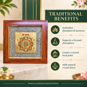 Wooden Frame Crystal <b>Stone</b> Wall Hanging Digital Printed Yantra Feng Shui Decorative Panel Gift Art - Product Image 6