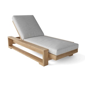 Chaise longue d'extérieur en bois rembourrée et coussinée pour hôtel et parc - Product Image 1