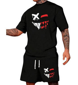 Conjunto completo de cinco piezas de camisetas y pantalones cortos, conjunto de 2 piezas, conjunto informal de camiseta de manga corta y pantalones cortos para hombre - Product Image 1