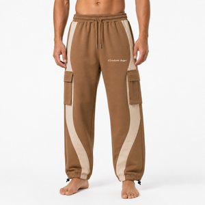 Premium Two Tone Utility Cargo Sweatpants Relaxed Fit Jogger Pants Drawstring <b>Waist</b> Casual Street Fashion <b>Trousers</b> OEM Custom - Product Image 3