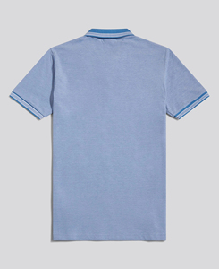 Polo en coton uni bleu clair haute performance pour homme, manches courtes, décontracté, tricoté, respirant, coupe classique, faible MOQ, collection 2026 en promotion - Product Image 2