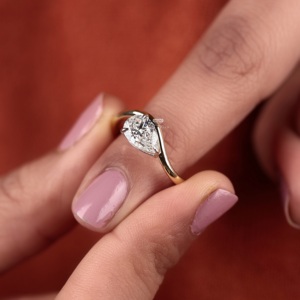 Pear Lab Grown Diamond Twisted Shank Engagement Ring 14K Gold Solitaire <b>Bridal</b> Ring Wedding Handmade Jewelry Wholesale Supplier - Product Image 5