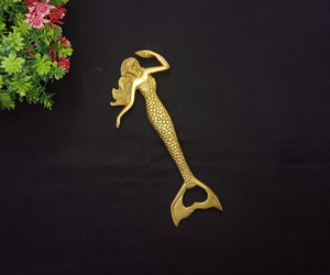 Ouvre-bouteille sirène dorée en métal, forme animale, ouvre-bouteille manuel, outil décoratif pour bar, accessoire de cuisine - Product Image 1