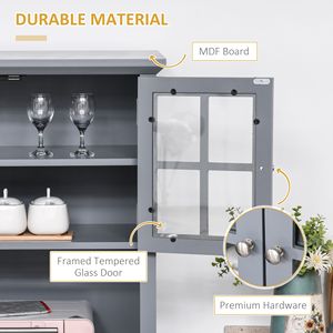 Space Gray Freestanding <b>Kitchen</b> Buffet with Hutch <b>Sideboard</b> <b>Cabinet</b> with Cupboard Doors Shelves Drawer Microwave Space Storage - Product Image 4