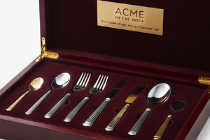 Ensemble de couverts élégants à deux tons, finition plaquée or et argent, style moderne, pour table à manger, buffet de mariage et restaurant - Product Image 4