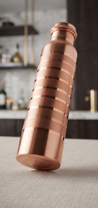 Bouteille artisanale en cuivre pur rayée, étanche, écologique, réutilisable, récipient à eau ayurvédique - Product Image 5