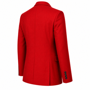 Men's <b>Red</b> Single Breasted <b>Suit</b> Jacket Notch Lapel 3 Button Business Formal Coat Regular Length Anti-Wrinkle Polyester Worsted - Product Image 4
