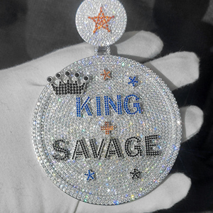 จี้เพชรเลี้ยงในห้องปฏิบัติการสำหรับผู้ชาย เงินแท้ 925 รุ่น King Savage จี้แบบกำหนดชื่อได้ สร้อยคอประดับเพชรหรูหรา ของขวัญเครื่องประดับสุดหรู - Product Image 4