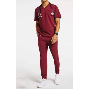 Wholesale Paramedical Uniform Supplier Cheap Price Spandex Male Nursing Apparel Comfortable Healthcare Half Sleeve <b>Top</b> & Bottom - Product Image 3