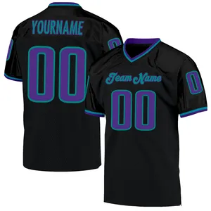 Custom Black <b>Mesh</b> Football Jersey With Purple Teal Numbers And Name Personalized For Men Adult All Seasons Breathable <b>Short</b> - Product Image 6