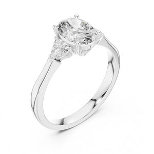 แหวนหมั้นเพชรทรงรีและทรงสามเหลี่ยมเพชรพลอยสังเคราะห์ทองคำ 14K สีเหลืองสำหรับผู้หญิง |   แหวนครบรอบหรูหราที่ได้รับการรับรองจาก IGI - Product Image 6