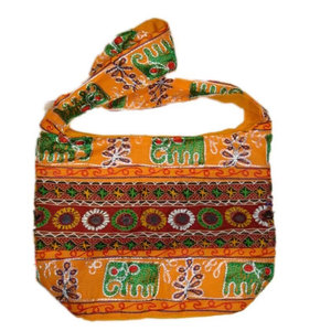Vintage Bohemian Hand Embroidered Gujarati Shoulder Bag Eco Friendly Canvas Tote Handmade Ethnic Geometric Pattern Open Closure - Product Image 3