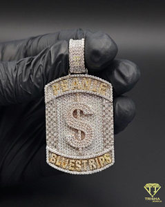 Pendentif Sac d'Argent Massif Sertie de Diamants Moissanite, Collier de Luxe Hip Hop, Bijou de Déclaration de Luxe Hip Hop - Product Image 6