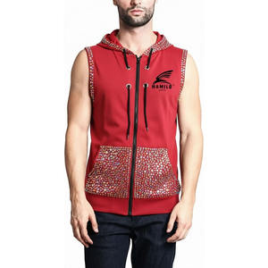 Camiseta sin mangas de alta calidad para gimnasio, chaleco deportivo ajustado, sudadera con capucha sin mangas, sudaderas con capucha básicas de mezcla de algodón. - Product Image 2