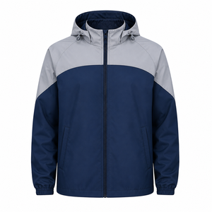 Men Hip Hop Streetwear <b>Jacket</b> Coat Color Block Patchwork Double Zipper Custom Logo <b>Jacket</b> Windbreaker Oversized <b>Track</b> <b>Jacket</b> - Product Image 3