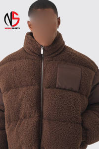 Nouvelle arrivée : veste matelassée à col montant en nylon et borgue avec logo personnalisé, couleur chocolat, coupe-vent, doudoune d'hiver pour homme - Product Image 6