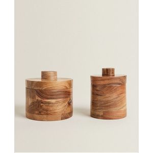 Sustainable Mango Wood Enamel Printed <b>Jar</b> <b>for</b> Dry Food <b>Storage</b> Wooden <b>Kitchen</b> Item - Product Image 6