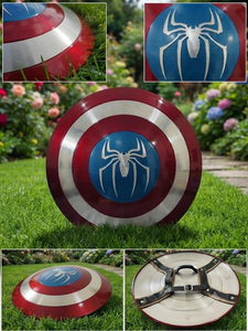 Bouclier de cosplay Spider-Man médiéval en métal fait main avec sangle en cuir pour exposition - Product Image 2