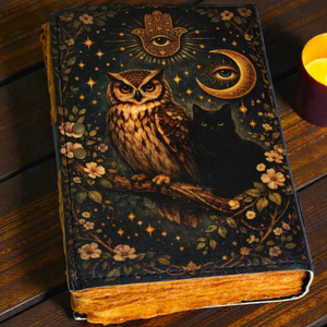 Handmade Owl Leather Journal <b>with</b> <b>Lock</b> Vintage Grimoire Book of Shadows Writing <b>Diary</b> Christmas Gift - Product Image 5