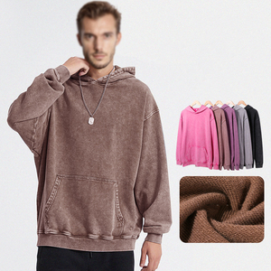 Sweat à capuche homme de haute qualité 400 g/m² en molleton bouclette, sans cordon, effet vieilli et délavé à l'acide, style vintage - Product Image 4