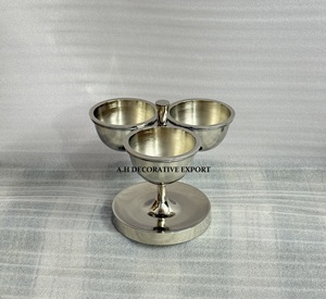 Heavy Duty Stainless Steel 3-Bowl Condiment Stand Deep-Dish for Hotel & Bars Stainless Steel Tabletop Jam & <b>Sauce</b> Garnish Server - Product Image 5