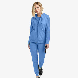 Nouveau design personnalisé – Sweat à capuche pour femme avec cordon de serrage, poches zippées, coupe ajustée, en molleton de coton, pour l'hiver – Blousons de travail pour femme - Product Image 5