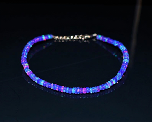 AAA Lavender Fire Opal <b>Bead</b> <b>Bracelet</b> 3mm Natural Gemstone with Vibrant Lavender & Blue Fire Inclusions Genuine Opal Manufacturer - Product Image 1