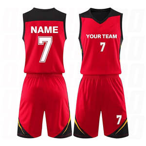 Uniforme de basket-ball personnalisé pour enfants, garçons, hommes et adultes, maillot et short de basket-ball rouges personnalisés avec nom et logo - Product Image 1