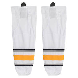 <b>White</b> Crew Ice Hockey <b>Socks</b> Standard Compression Breathable Knitted Color Block Summer Cuff Logo for Adults Football Running - Product Image 3