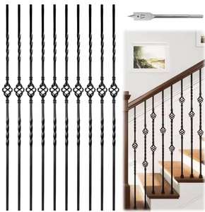 Balustres et meneurs de balustrade décoratifs en fer forgé au design moderne pour la sécurité des escaliers intérieurs et des garde-corps de balcon - Product Image 2