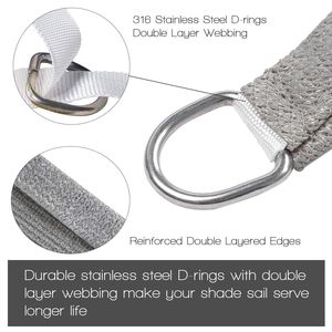Voile d'ombrage triangulaire en HDPE gris clair de 14 pieds pour jardins et patios, protection UV - Product Image 4