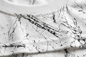<b>Men's</b> <b>White</b> Marble Sublimation Transfer Print Short <b>Sleeve</b> Button Collar Casual Summer Wear Breathable Lightweight Knitted - Product Image 5
