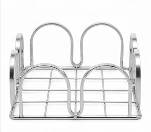 Modern <b>Metal</b> Tissue Box Organizer With <b>Grid</b> Design And Curved Handles For Bathroom Home And Kitchen Use - Product Image 2