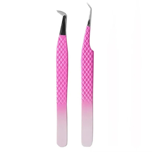 Ensemble de 4 pinces à cils de précision antistatiques de haute qualité Diamond Grip en acier inoxydable pour extensions de cils - Product Image 5