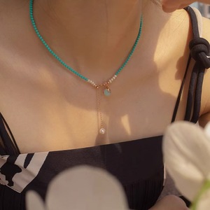 Collier ras du cou pour femme Ba Fang Lai Cai 2025, nouveau style, perles de turquoise de qualité supérieure, pierre de Shoushan, perles de turquoise de qualité supérieure - Product Image 2