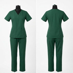 Ensemble de blouses médicales pour femmes, tissu sergé doux en mélange de spandex/polyester 200 GSM, bleu marine, tunique et pantalon, uniforme d'hôpital - Product Image 1