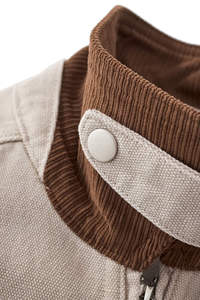 Chaqueta vaquera para hombre, de lona de algodón puro, color liso, estilo piloto americano, solapa retro, informal, con logo frontal - Product Image 4