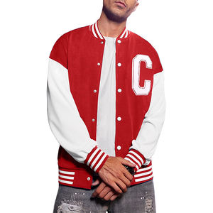 Vestes varsity de qualité supérieure pour garçons, couleur rouge et manches blanches, col montant, 360 GSM, streetwear, veste varsity pour homme adulte - Product Image 3