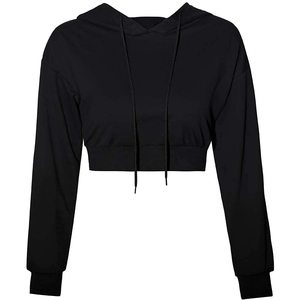 Factory direct supply Low MOQ Long Sleeve Crop <b>Top</b> Hoodie Women Front Custom Logo Printed Streetwear Women crop <b>top</b> hoodies - Product Image 2
