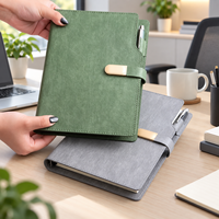 Carnet de notes professionnel à feuilles mobiles avec logo personnalisé, en cuir PU, avec porte-stylo, papeterie de bureau, agenda